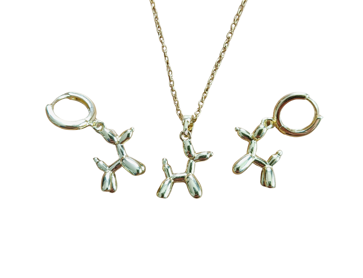 Setje ballonhond RVS gold plated