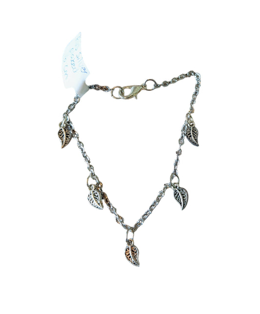 Armband bedel 5 blaadjes, RVS silver plated