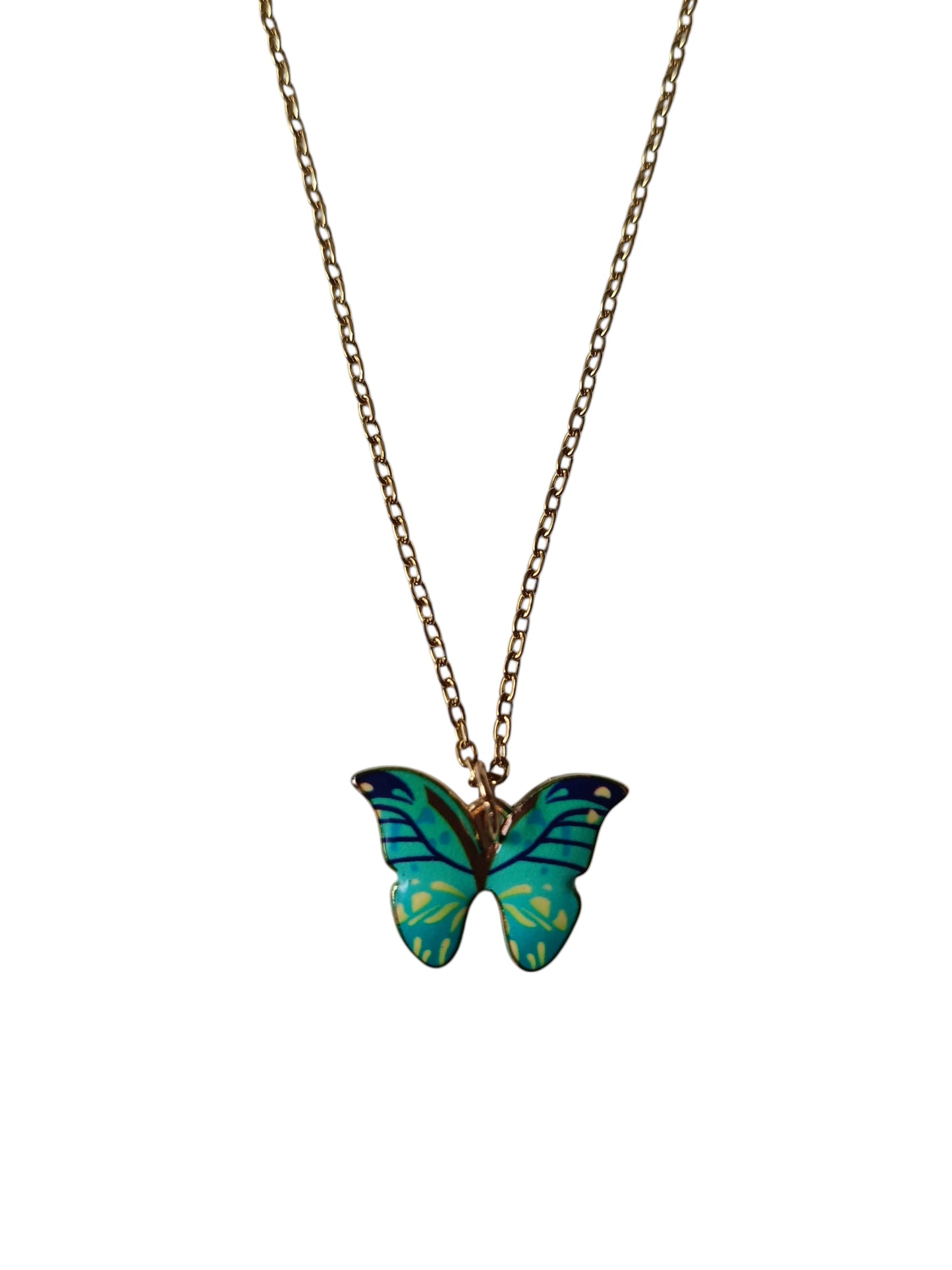 Vlinder groen RVS gold plated