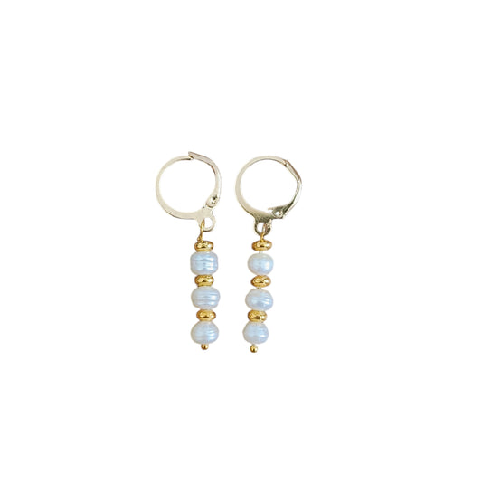Zoetwaterparel 3 stuks RVS gold plated