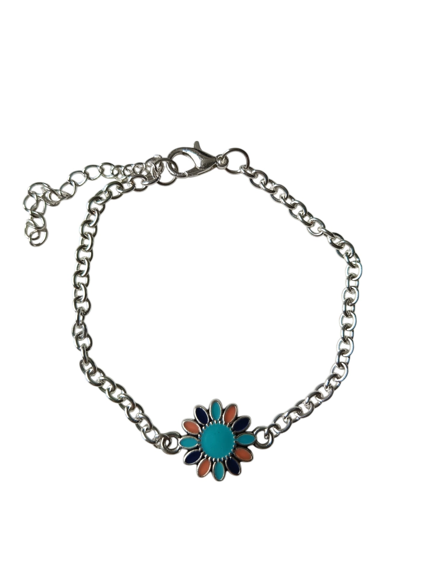 Gekleurde bloem RVS silver plated