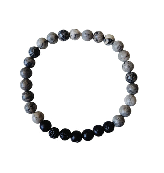 Armband natuursteen jasper en lava