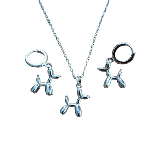 Setje ballonhond RVS silver plated
