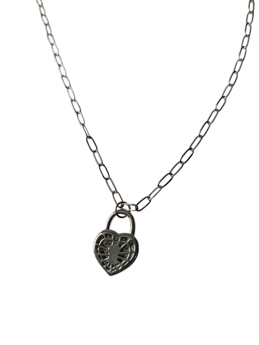 Hart slotje RVS silver plated