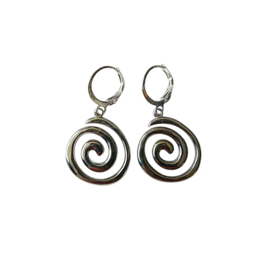 Oorbel spiraal, RVS silver plated