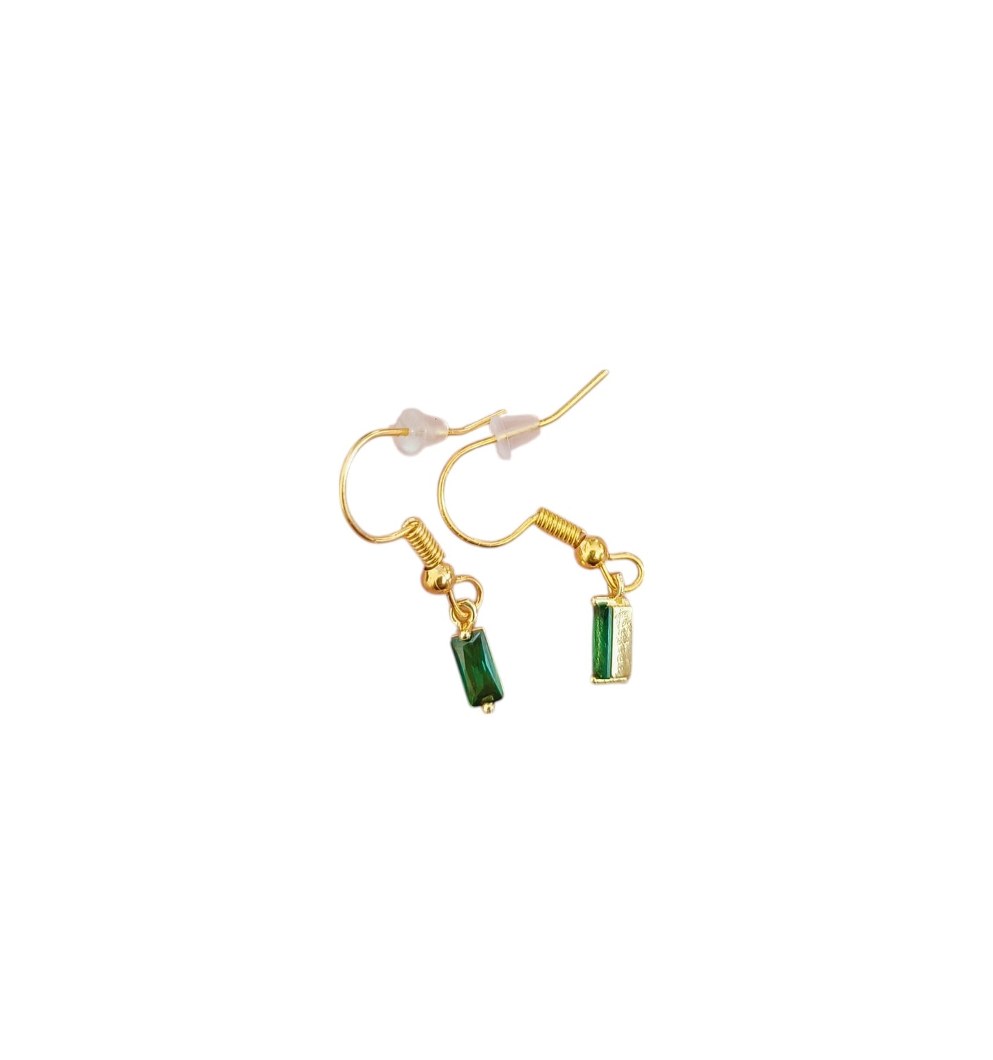 Zirkonia rechthoek groen RVS gold plated