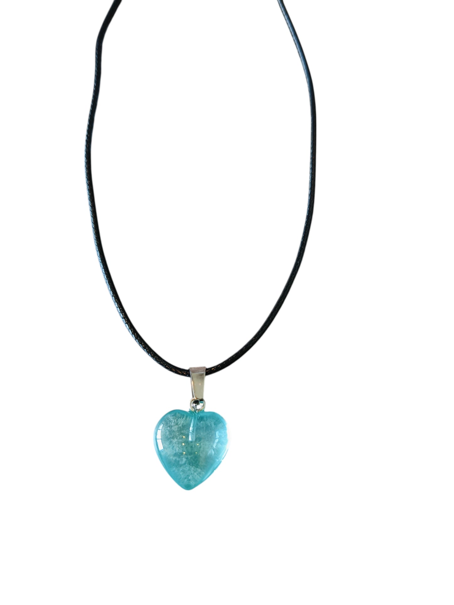 Ketting waxkoord hart blauw
