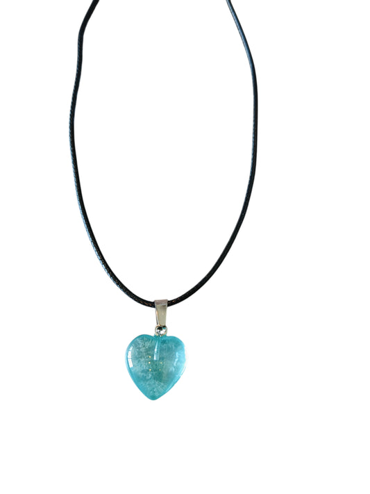 Ketting waxkoord hart blauw