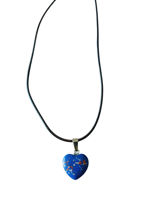Ketting waxkoord hart donkerblauw