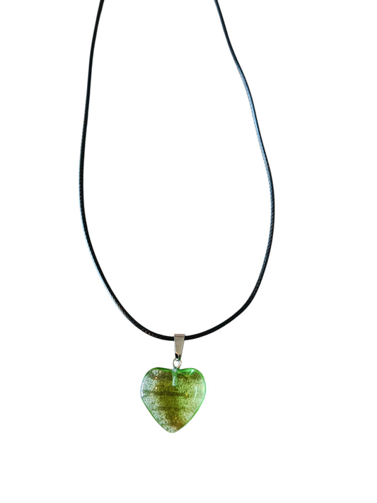 Ketting waxkoord hart groen