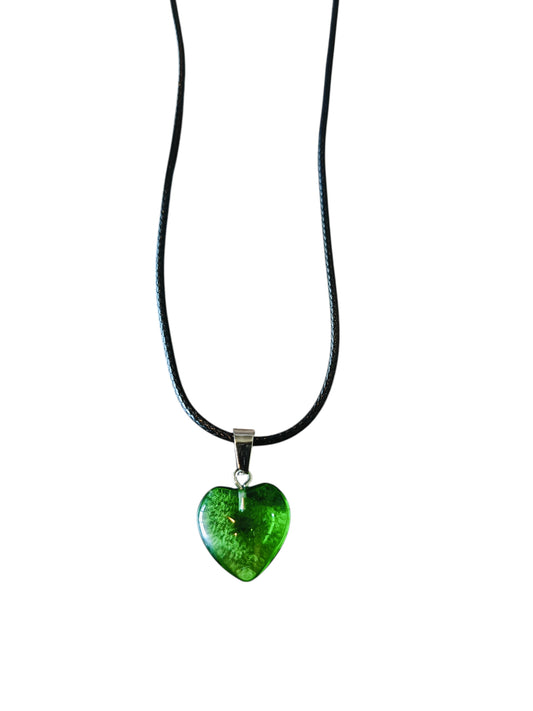 Ketting waxkoord hart groen 2