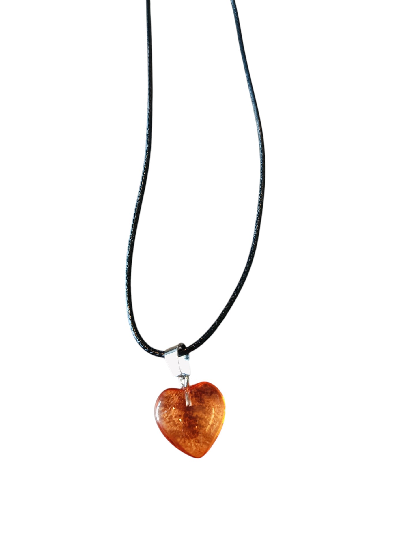 Ketting waxkoord hart oranje