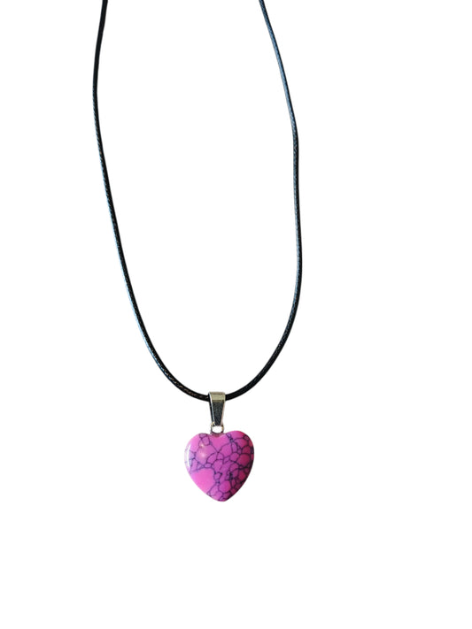 Ketting waxkoord hart felroze