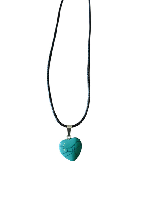 Ketting waxkoord hart turquoise