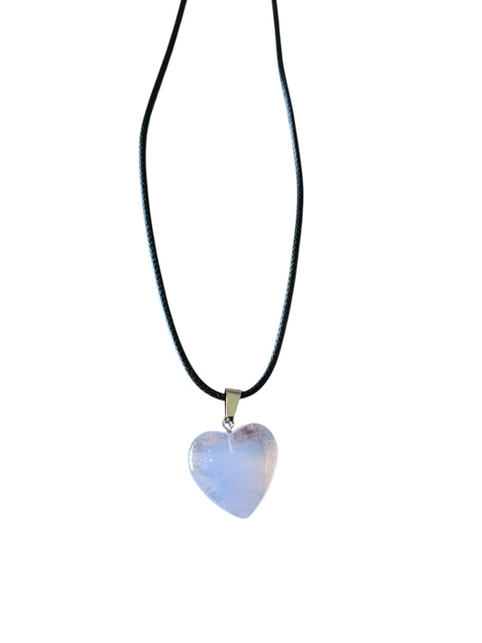 Ketting waxkoord hart wit