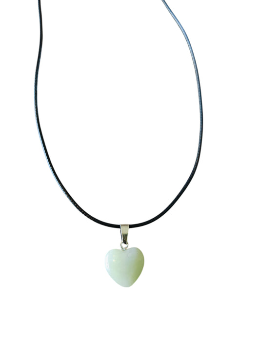 Ketting waxkoord hart mat wit