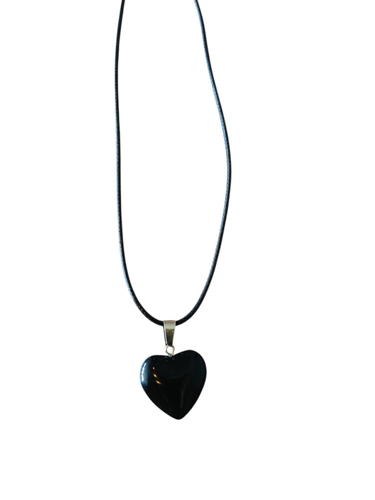 Ketting waxkoord hart zwart