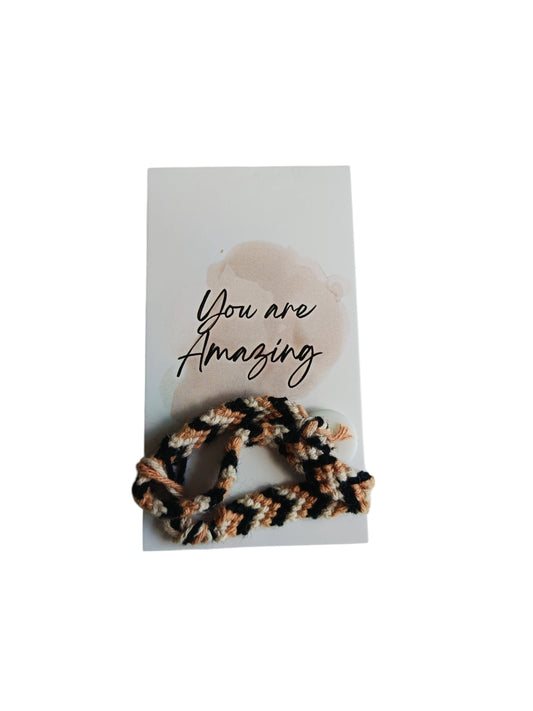 You are amazing armband touw zwart/bruin/wit