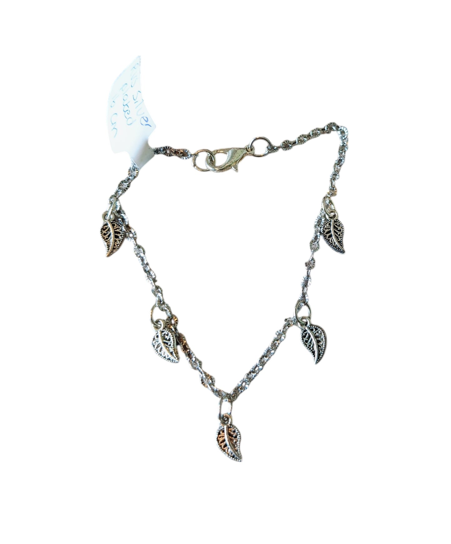 Armband bedel 5 blaadjes, RVS silver plated