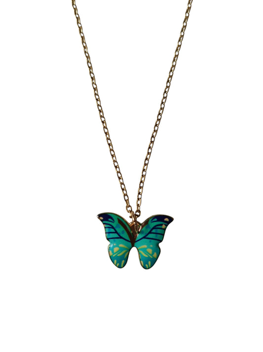 Vlinder groen RVS gold plated