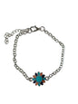 Gekleurde bloem RVS silver plated