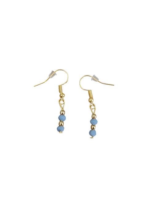 Facet grijsblauw 2 stuks RVS gold plated