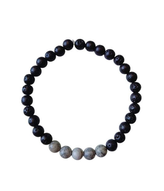 Armband natuursteen lava en jasper