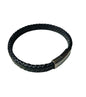 Armband zwart gevlochten leer