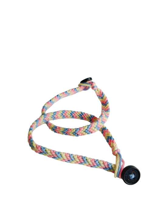 Vriendschapsarmband blauw/geel/roze