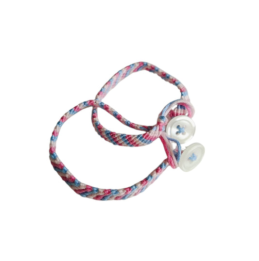 Vriendschapsarmband blauw/wit/roze