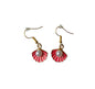 Oorbel felroze schelp met imitatieparel, RVS gold plated