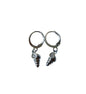 Oorbel schelp met steentje, RVS silver plated