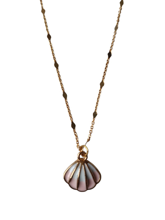 Schelp roze RVS gold plated