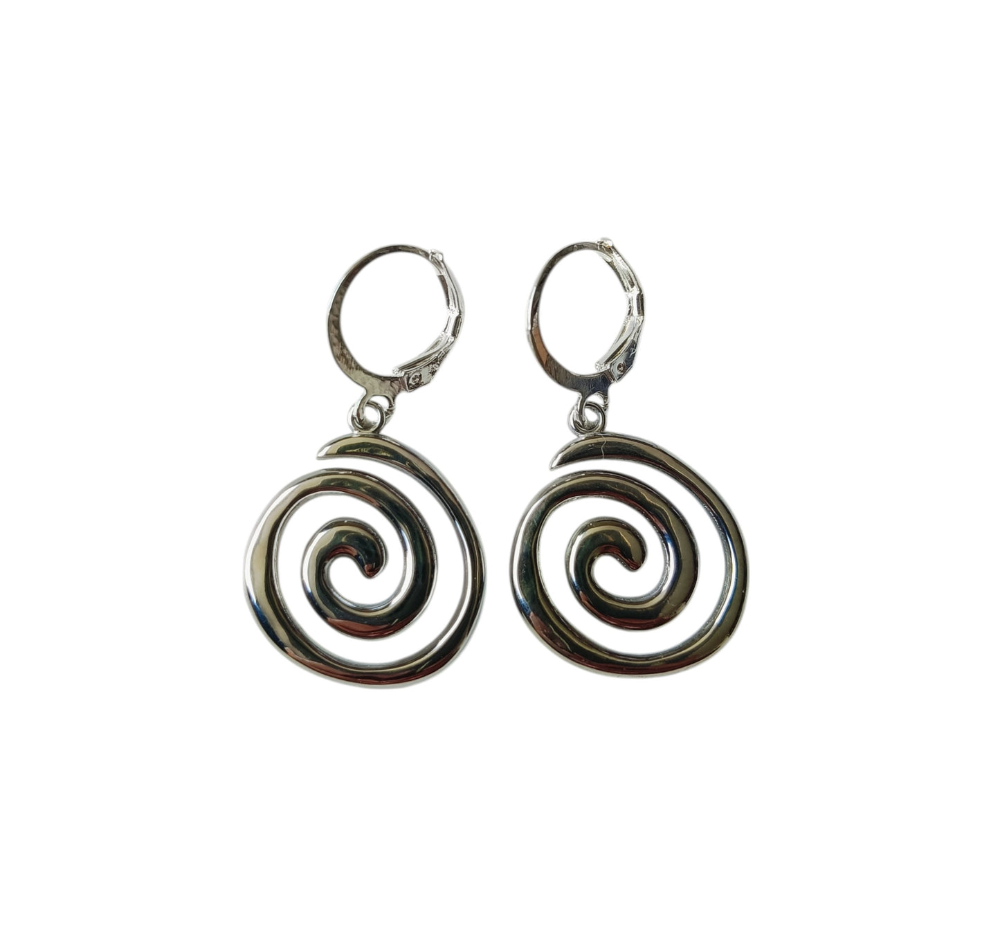 Oorbel spiraal, RVS silver plated