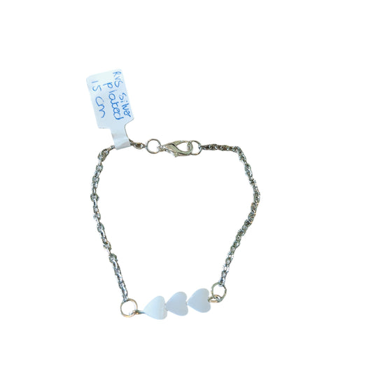 Armband tussenstuk zoetwaterparel hart, RVS silver plated