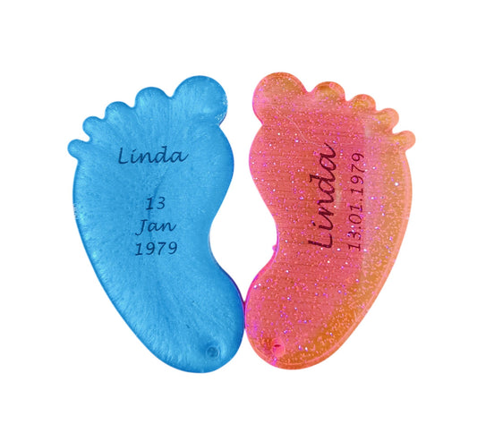 Gepersonaliseerde sleutelhanger babyvoetjes