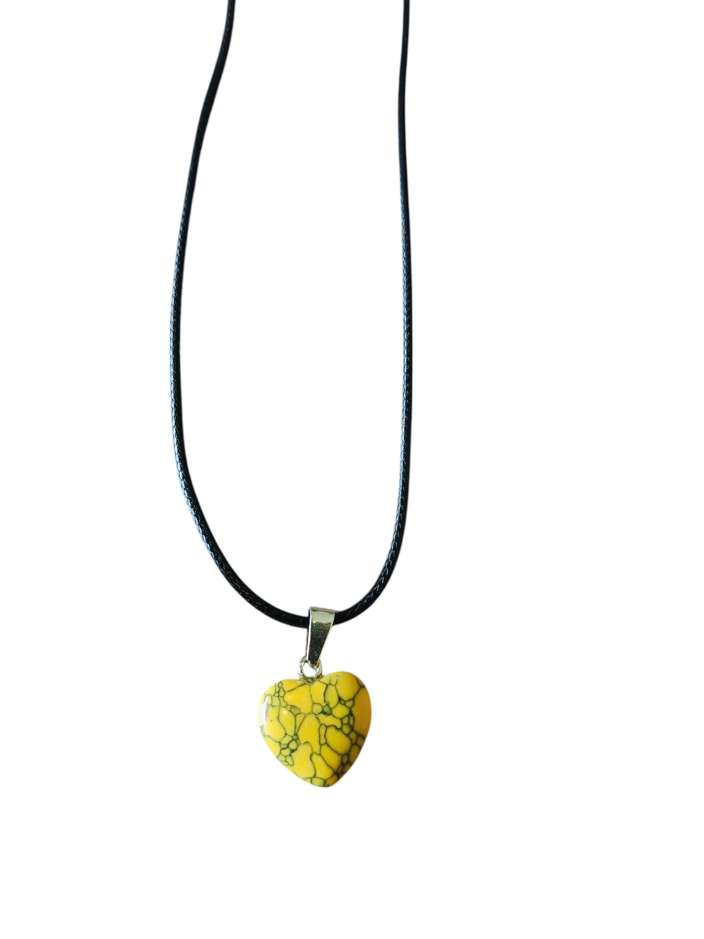 Ketting waxkoord hart geel
