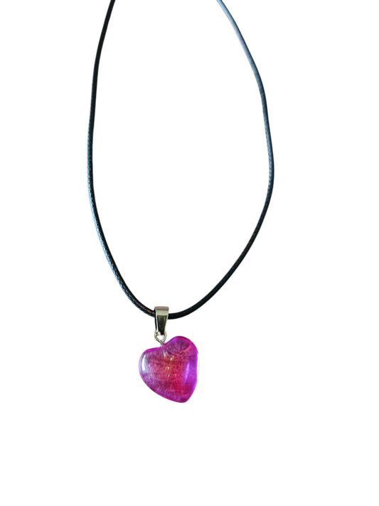 Ketting waxkoord hart paars