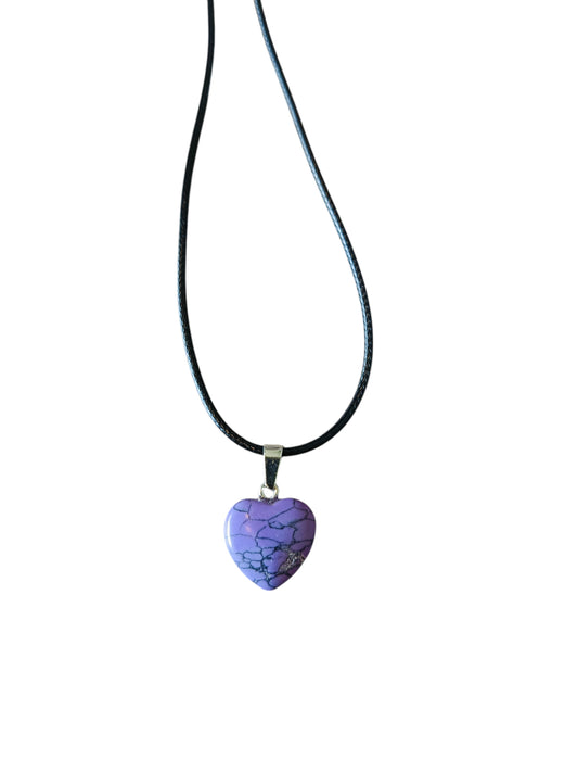 Ketting waxkoord hart mat paars