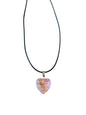 Ketting waxkoord roze hart
