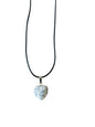 Ketting waxkoord hart wit marmer