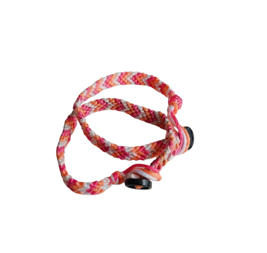 Vriendschapsarmband oranje/roze/wit